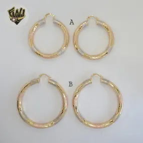 (1-2775) Gold Laminate - Three Tone Hoops - BGO