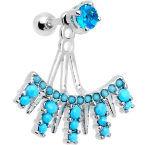 1/4 Aqua Gem Darling Fan Dangle Cartilage Tragus Piercing