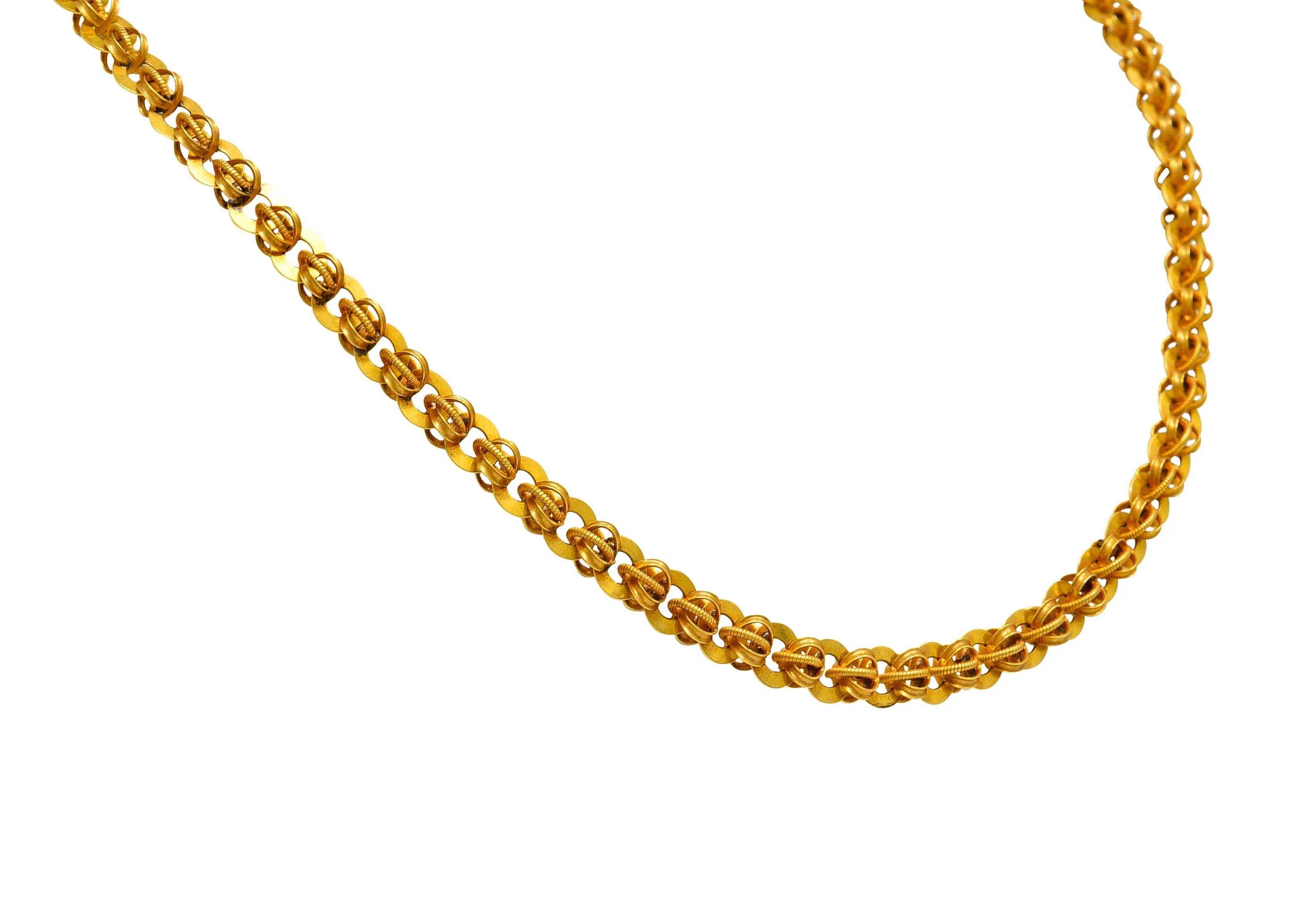 1890's Victorian 14 Karat Gold 19 Inch Circular Chain Link Necklace