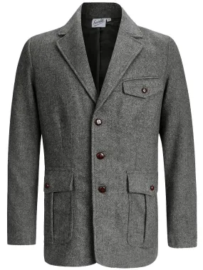 1940s Vintage Granville Herringbone Wool Jacket in Grey