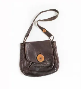 1970s Boho Purse Brown Leather Artisan Bag