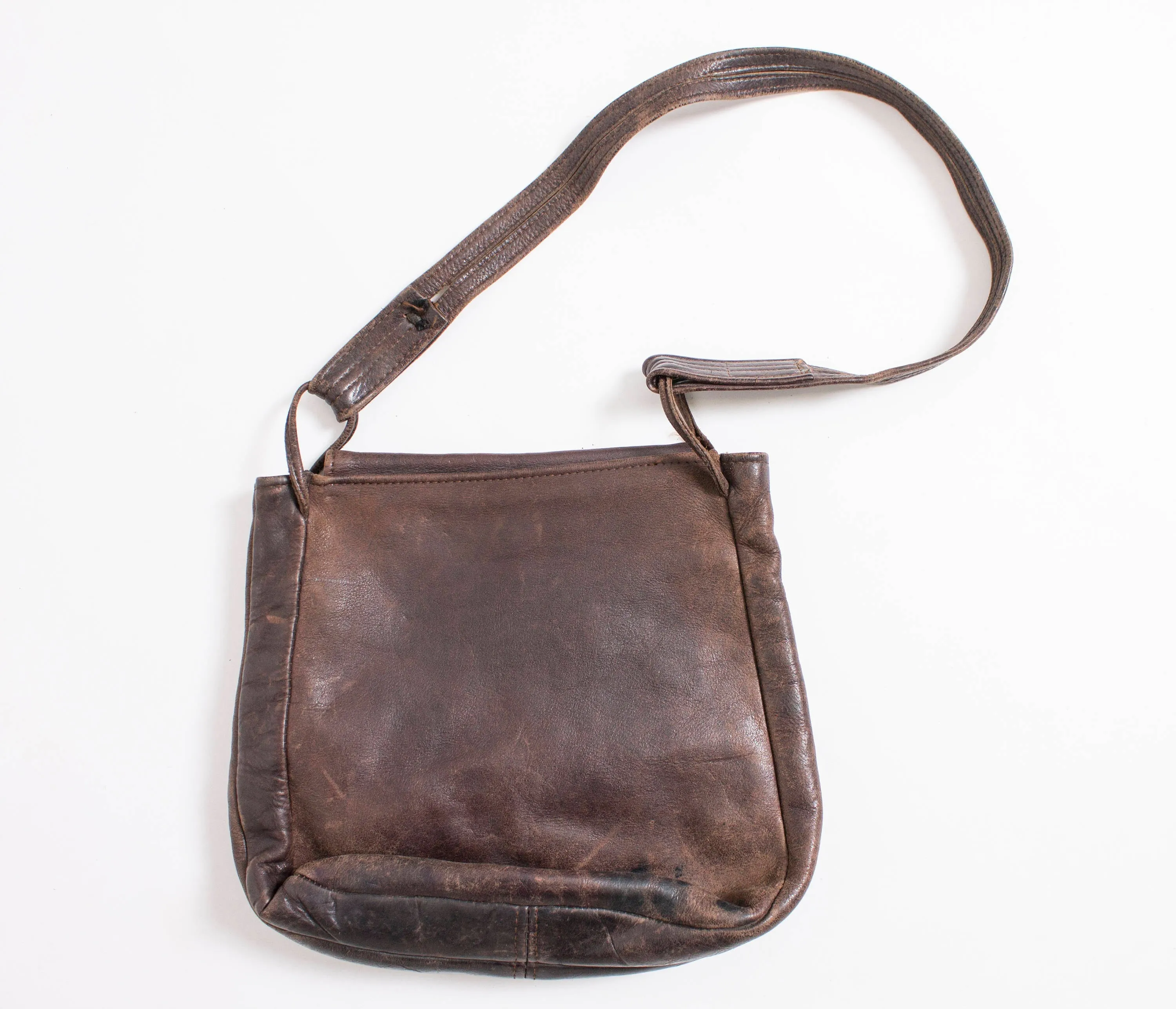 1970s Boho Purse Brown Leather Artisan Bag