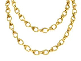 1990's Vintage Italian 18 Karat Gold 40 Inch Large Link Necklace