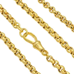 19" Antique 9ct Gold Belcher Chain, with Dog-Clip, 8.8g