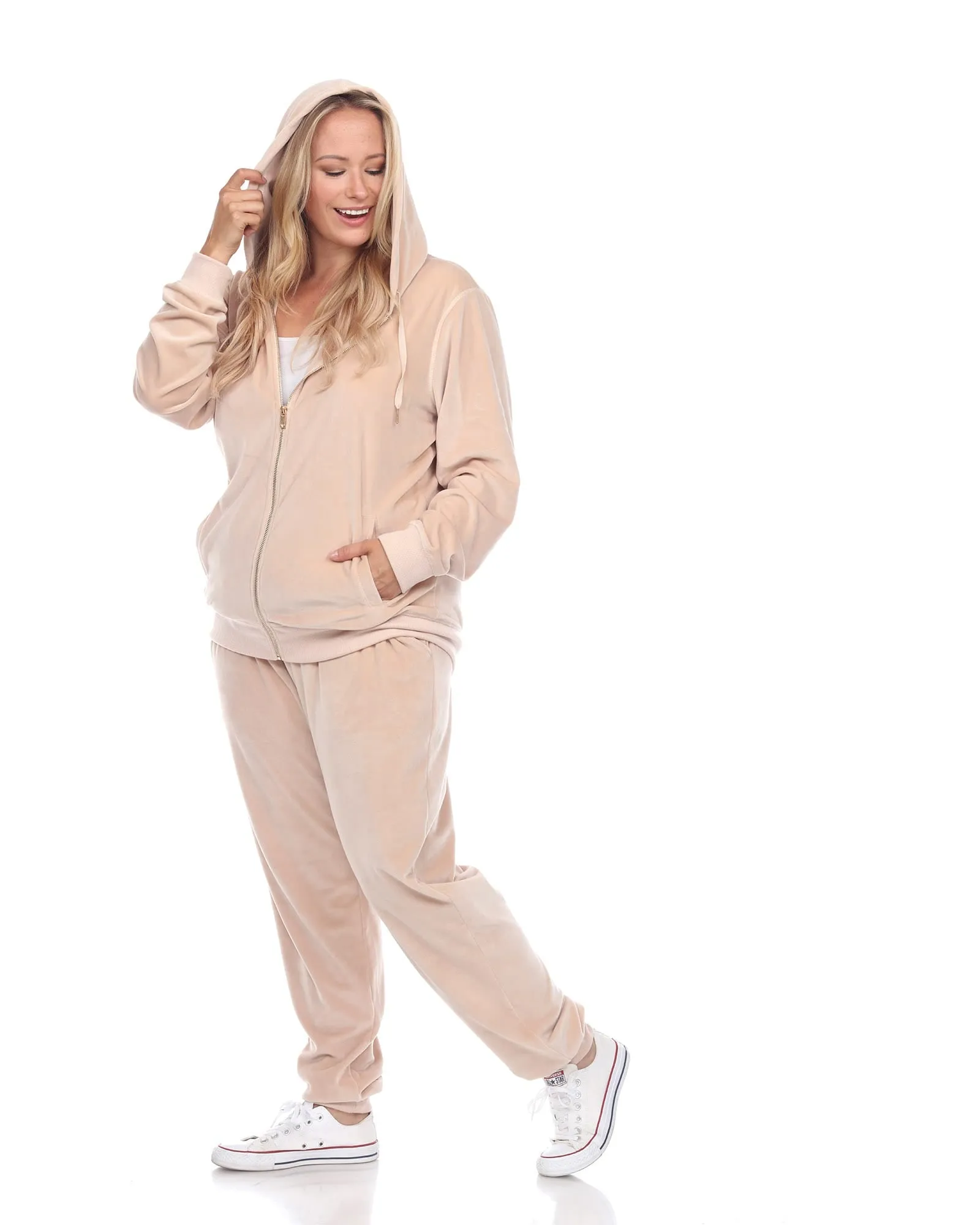 2 Piece Velour Track Suit | Beige