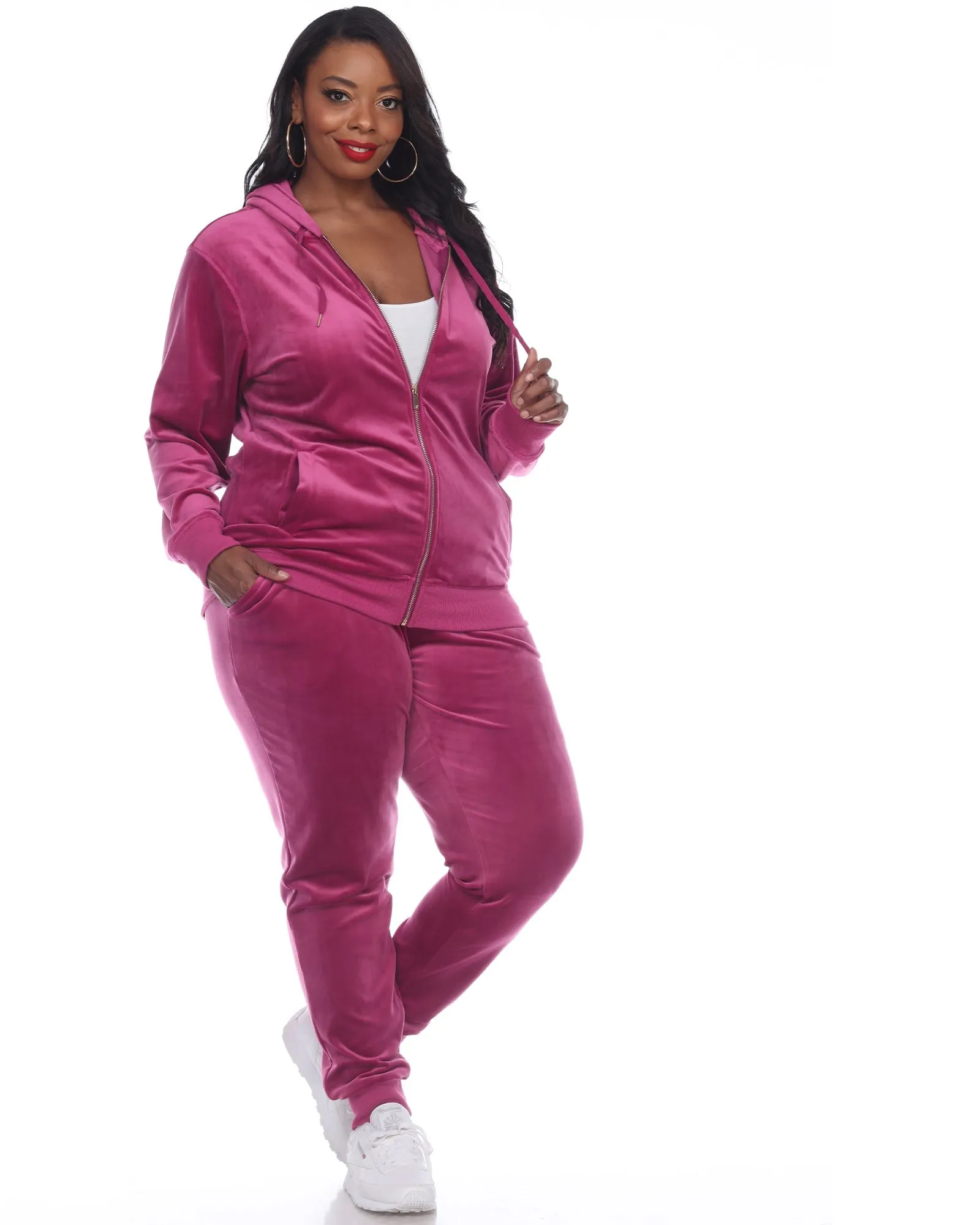 2 Piece Velour Track Suit | Fuchsia