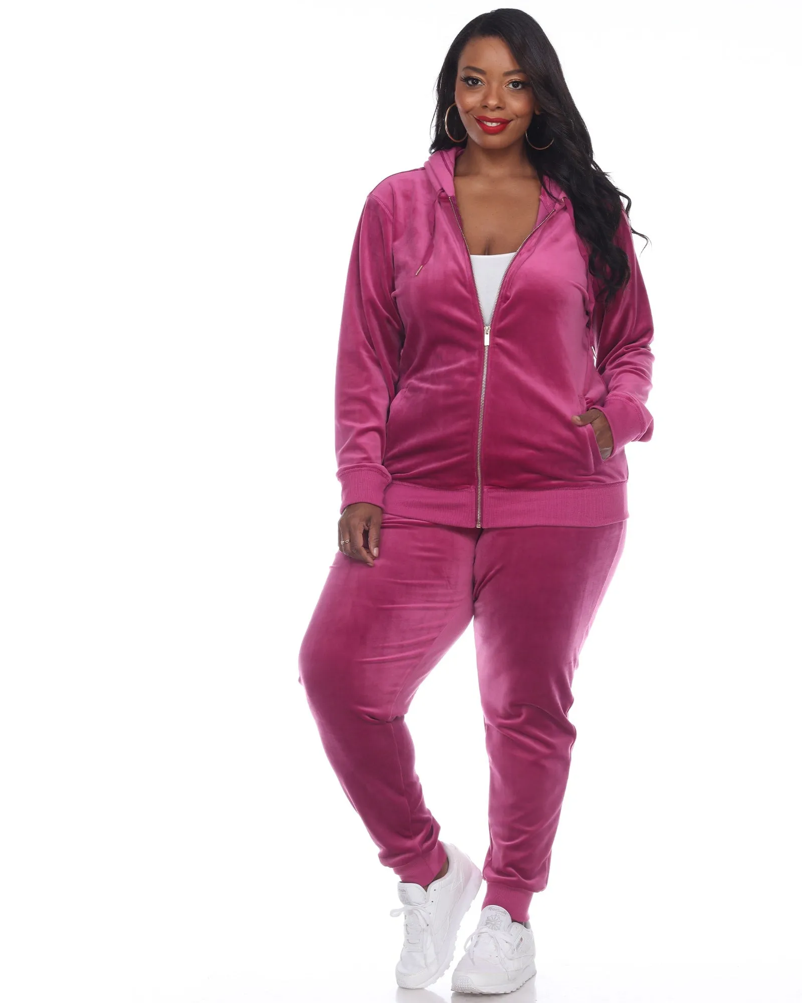 2 Piece Velour Track Suit | Fuchsia