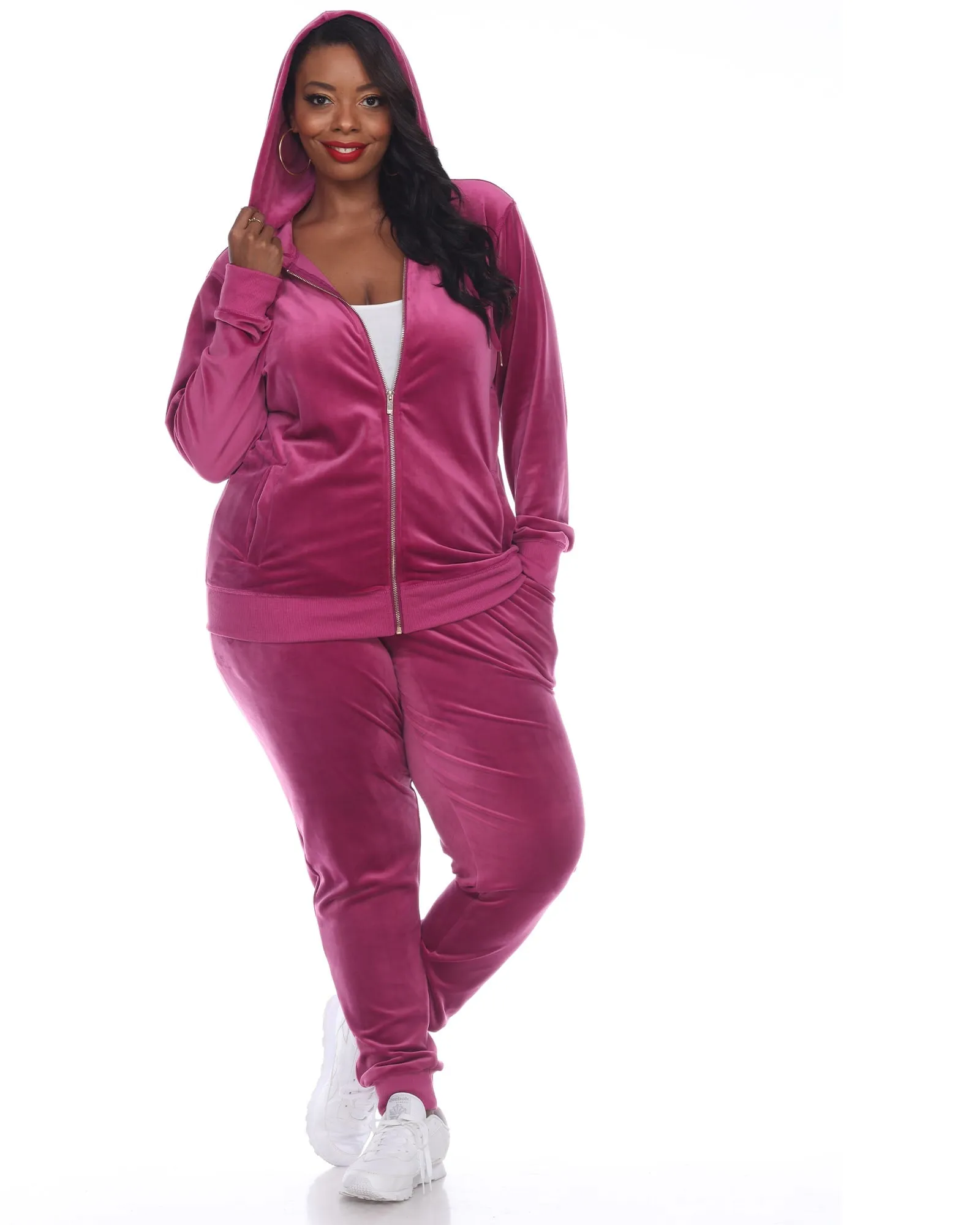 2 Piece Velour Track Suit | Fuchsia