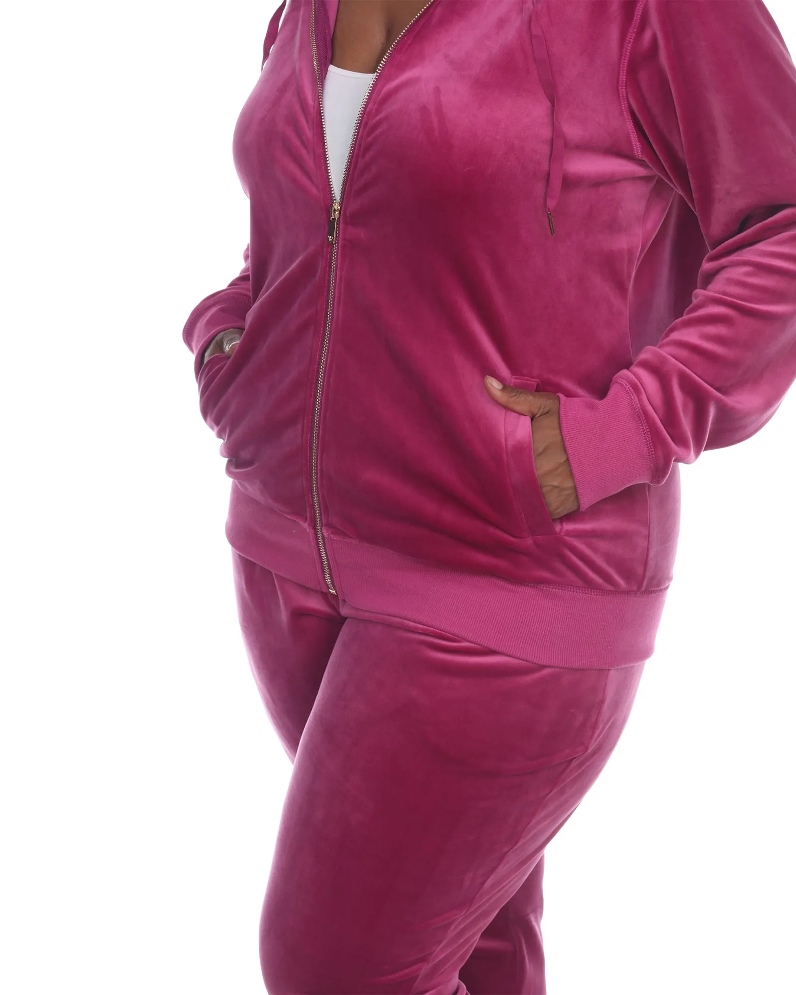 2 Piece Velour Track Suit | Fuchsia