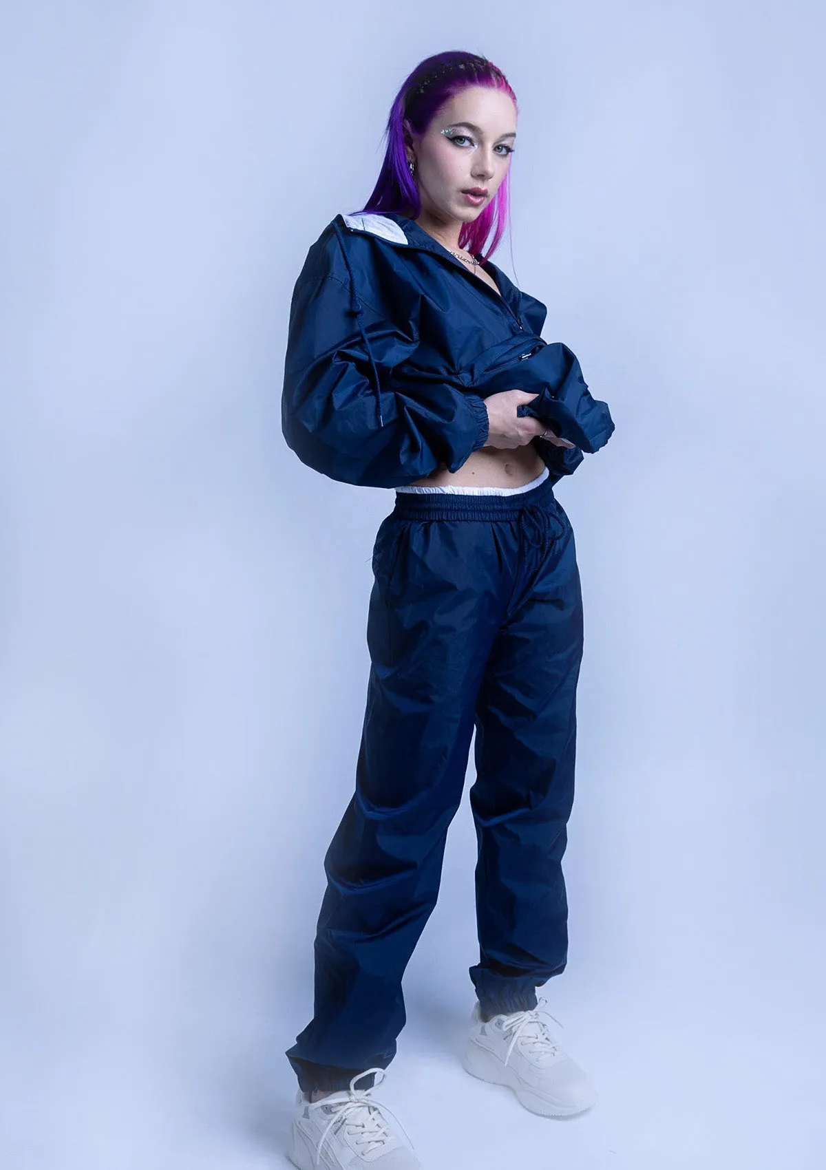 2300HS Unisex Half Zipper Taffeta Nylon Tracksuit Set - Navy Blue