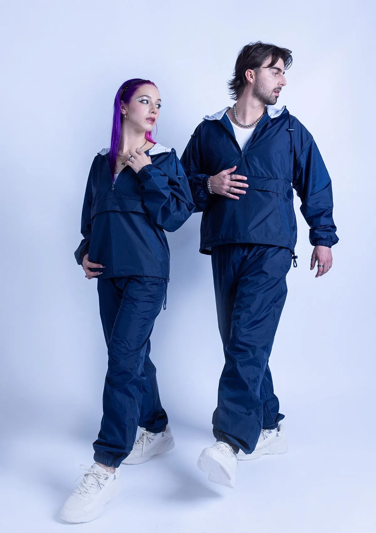 2300HS Unisex Half Zipper Taffeta Nylon Tracksuit Set - Navy Blue