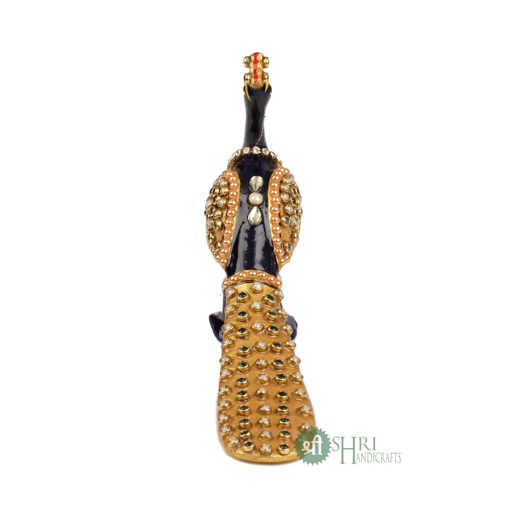 3"PEACOCK WITH TELL JWELLERY STONE STATUE MT