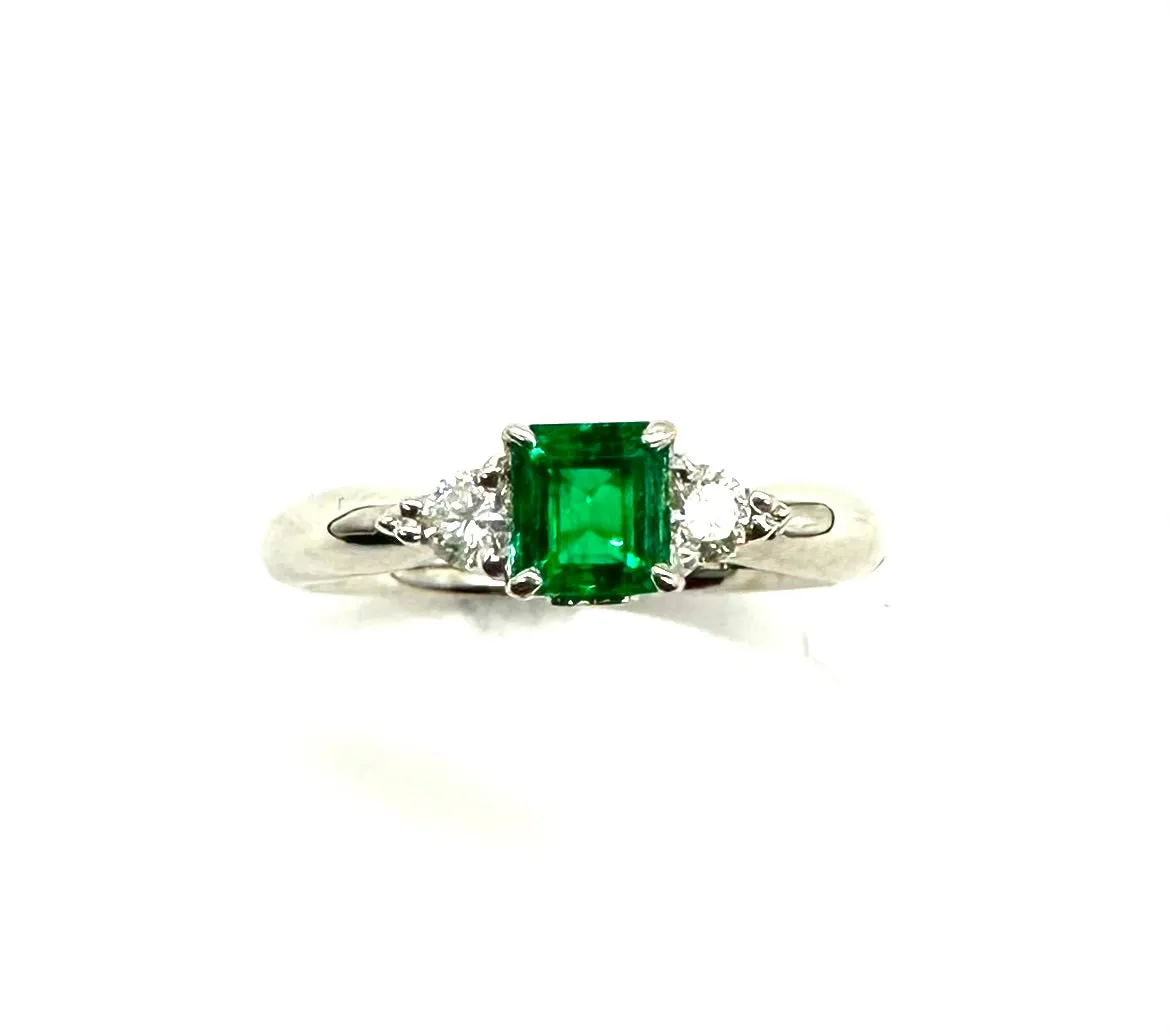 46 PT Emerald W/ 10 PTW Diamond Platinum RIng