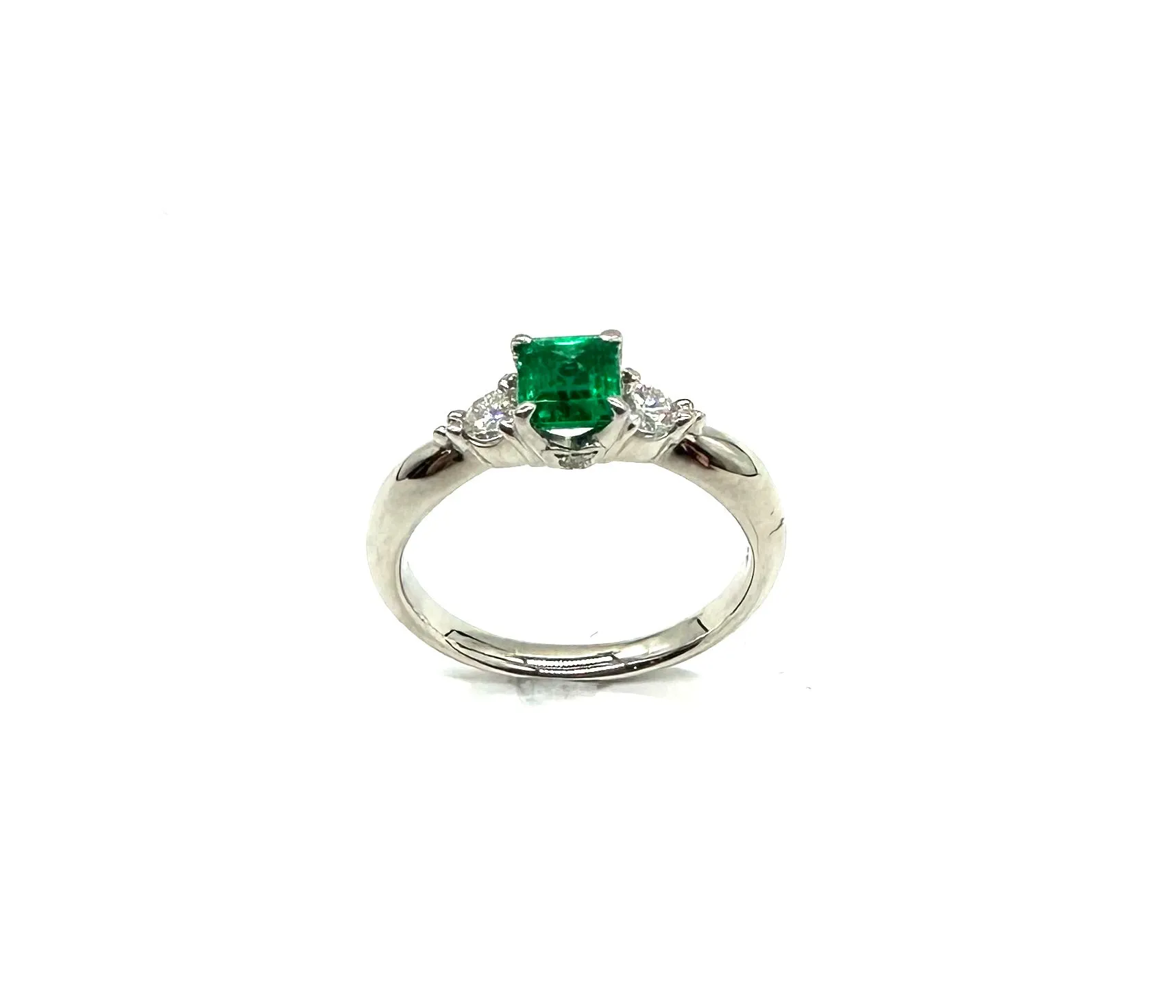 46 PT Emerald W/ 10 PTW Diamond Platinum RIng