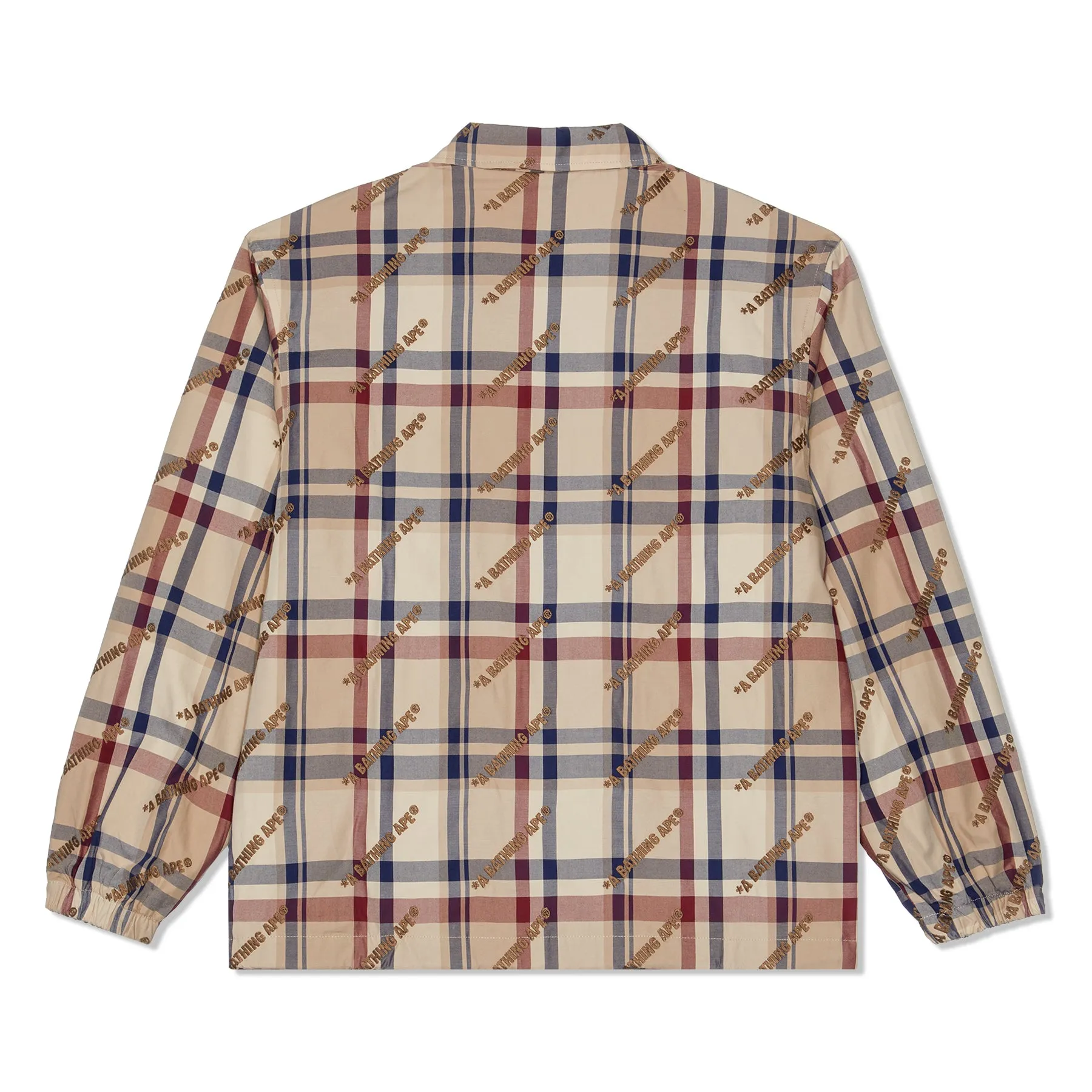 A Bathing Ape Logo Check Pattern Coach Jacket (Beige)