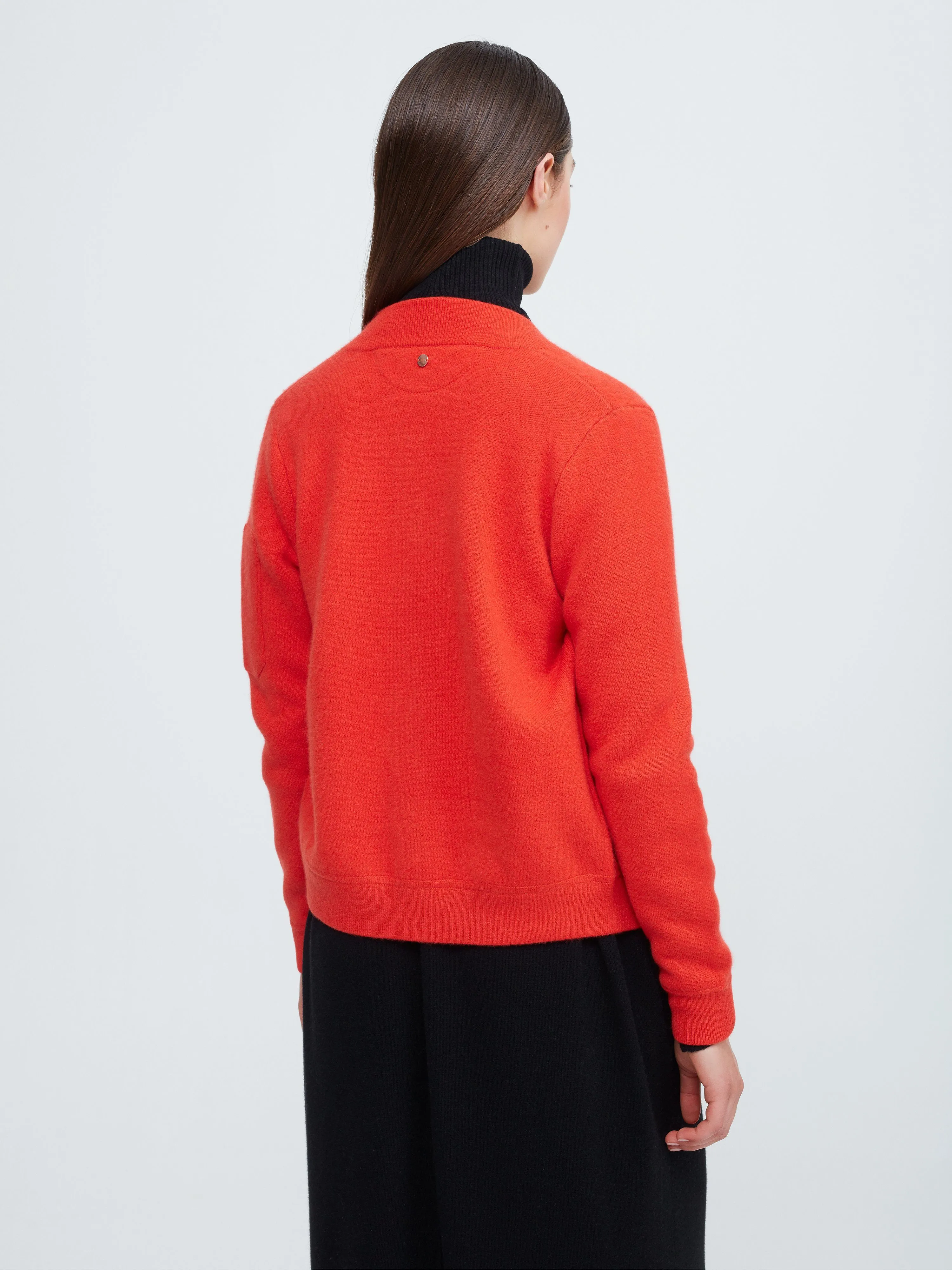 Aarhus Cashmere-Leather Bomber - Poppy Red