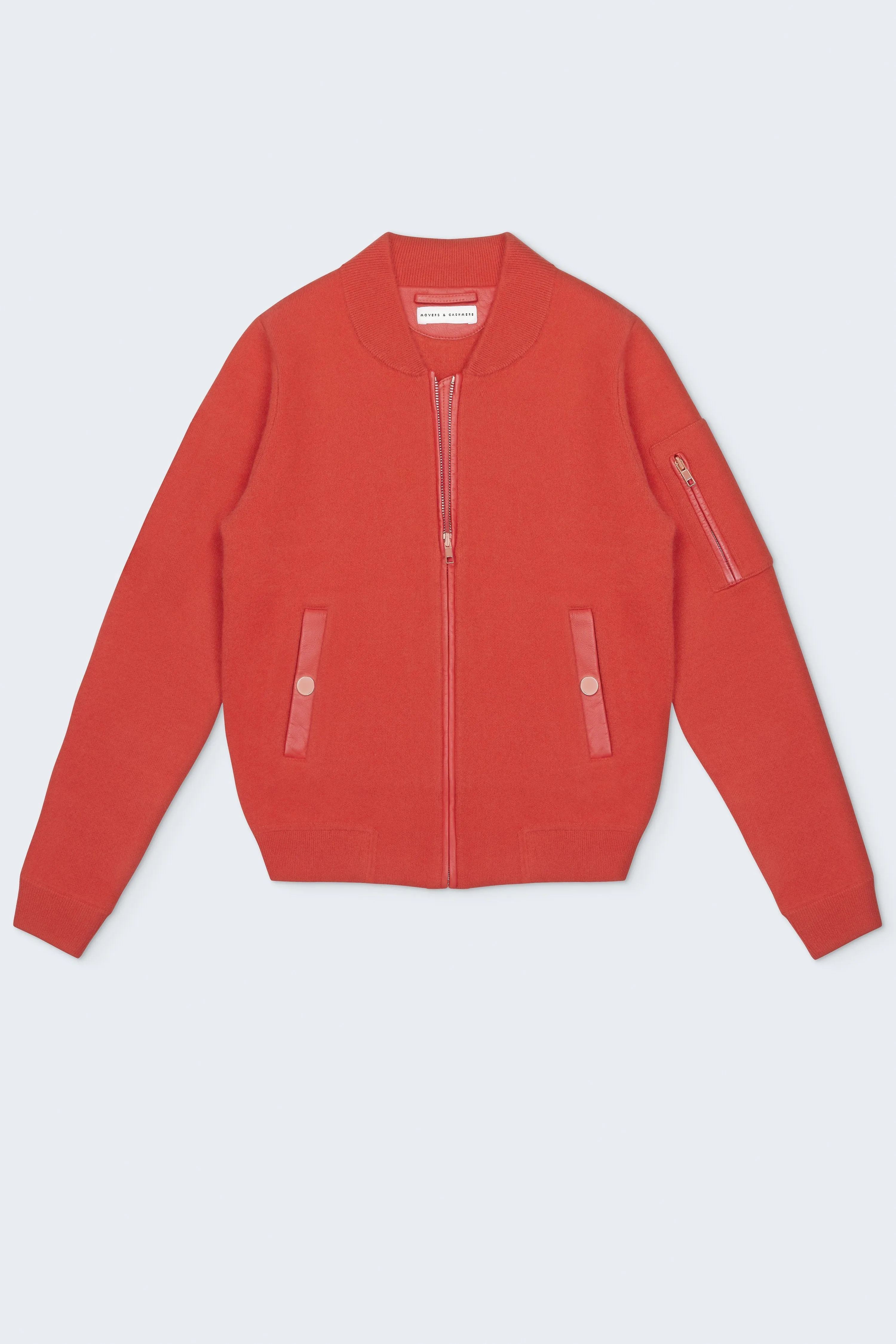 Aarhus Cashmere-Leather Bomber - Poppy Red