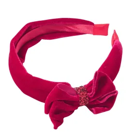 Accessorize London Girl's Velvet Bow Headband Red