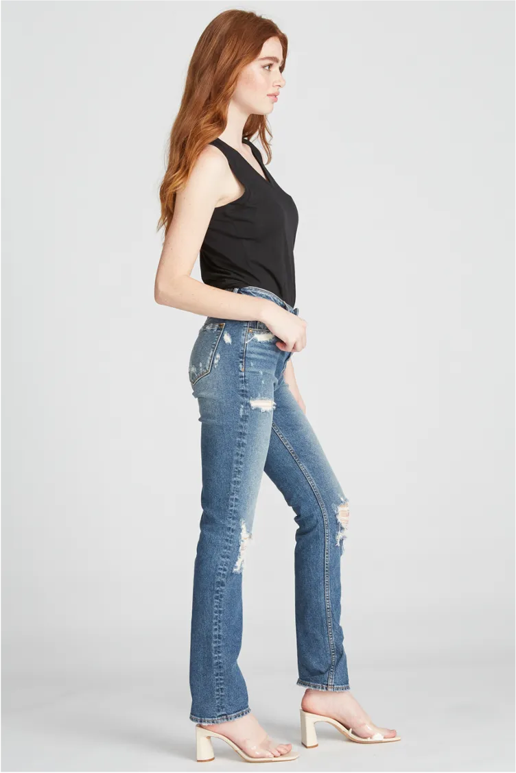 ACE HIGH RISE STRAIGHT- DESTRUCTED MEDIUM WASH