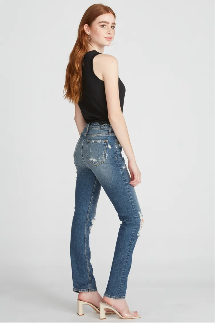 ACE HIGH RISE STRAIGHT- DESTRUCTED MEDIUM WASH