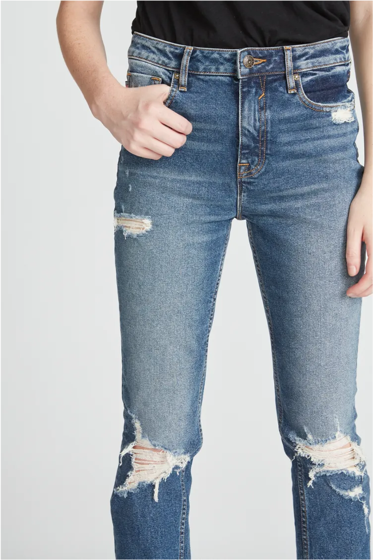 ACE HIGH RISE STRAIGHT- DESTRUCTED MEDIUM WASH