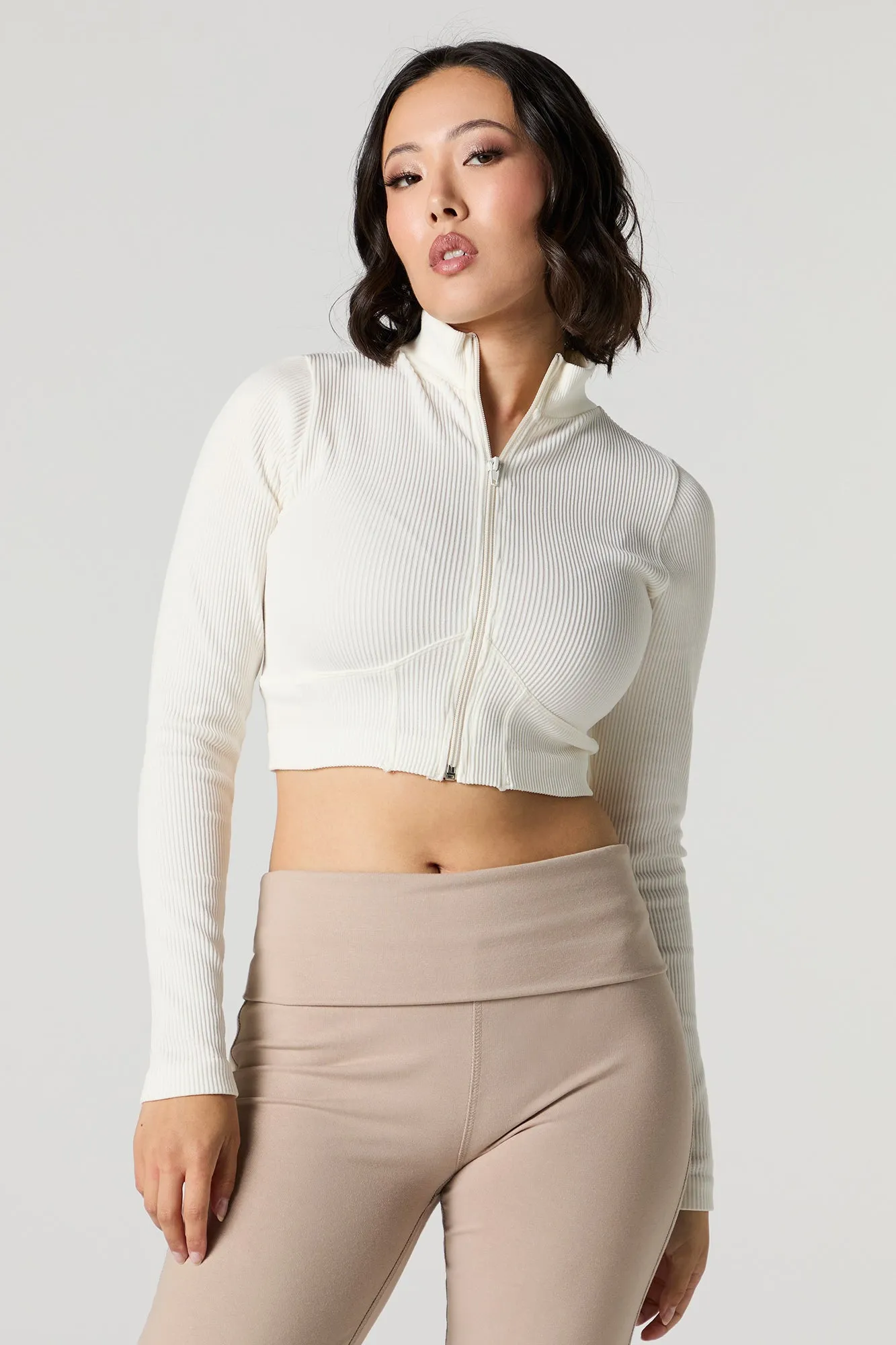 Active Seamless Ribbed Long Sleeve Crop Top