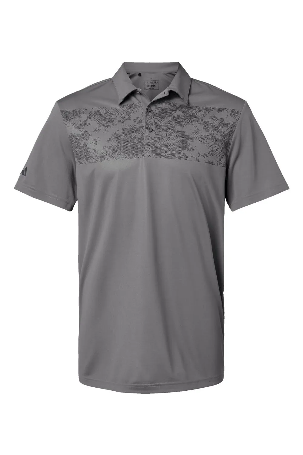 Adidas Mens Camo Chest Print Short Sleeve Polo Shirt - Light Grey - NEW