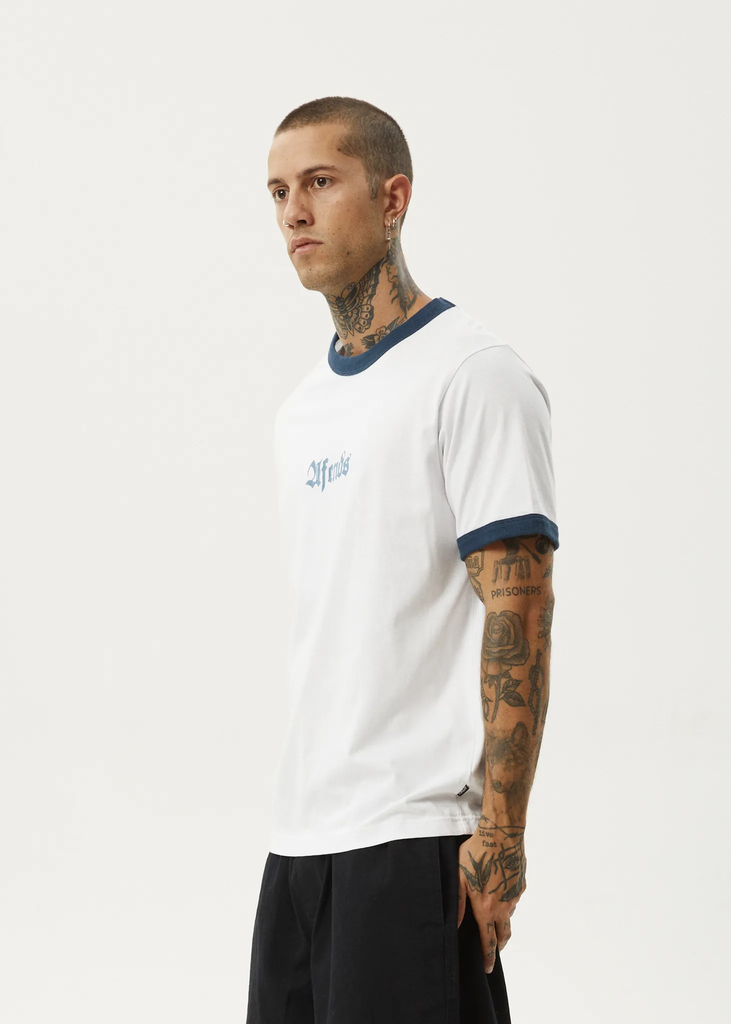 AFENDS Mens Interstellar - Ringer Tee - White