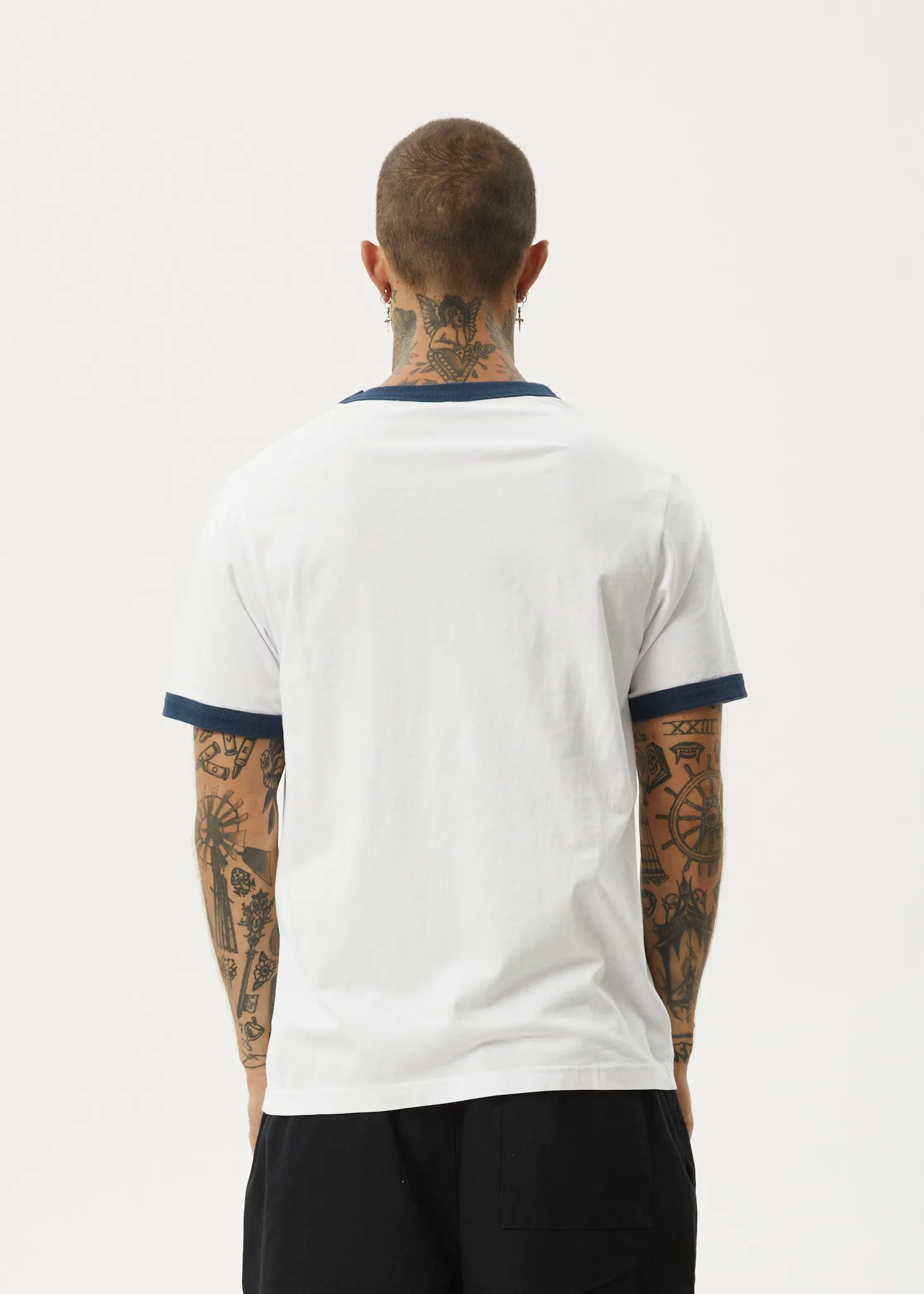 AFENDS Mens Interstellar - Ringer Tee - White