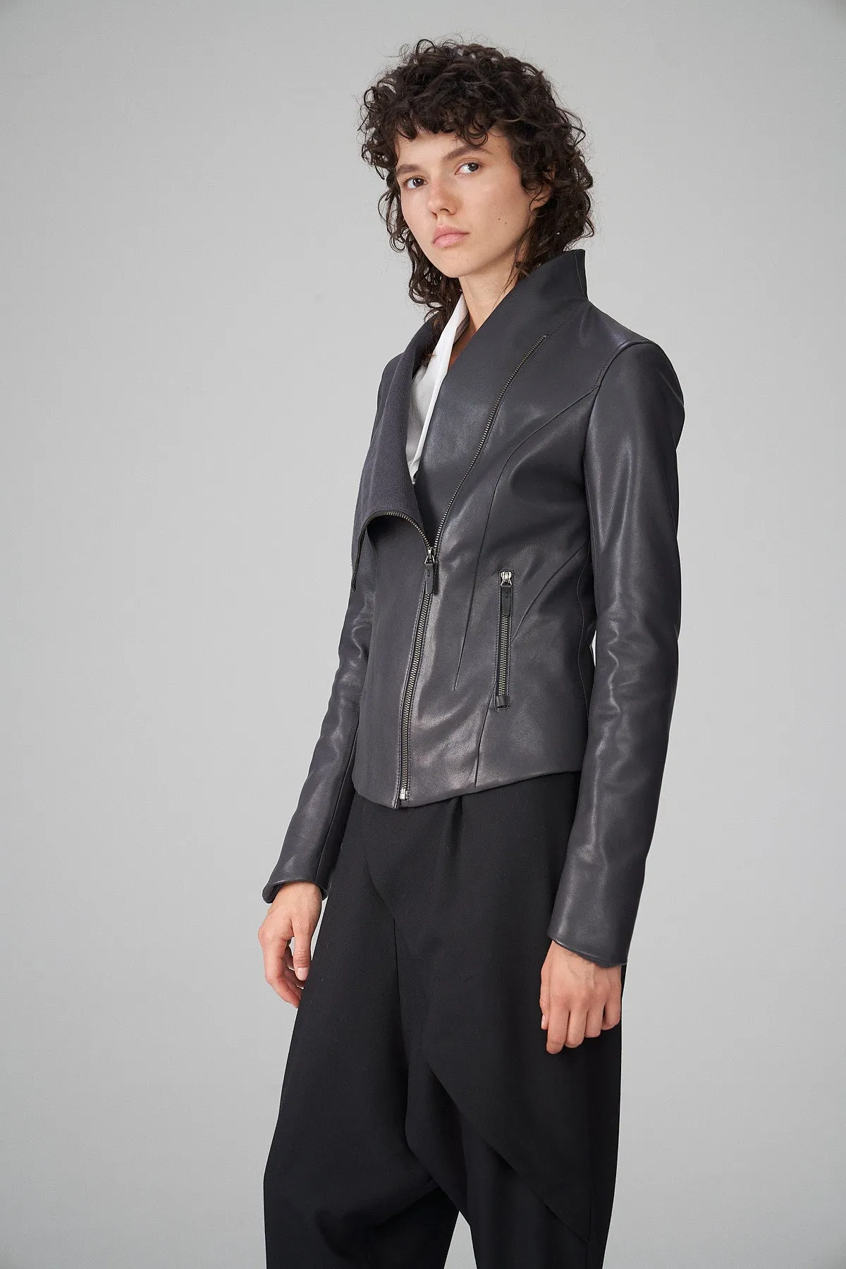 Alba - Anthracite Leather Jacket