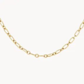 Alternating Paperclip Chain Necklace in Gold