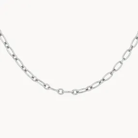 Alternating Paperclip Chain Necklace in Silver