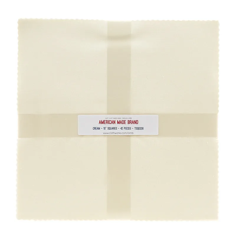 American Made Brand Cotton Solids Cream 10" Squares