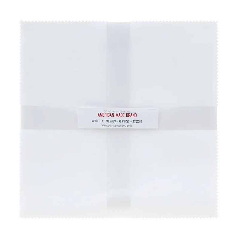 American Made Brand Cotton Solids White 10" Squares