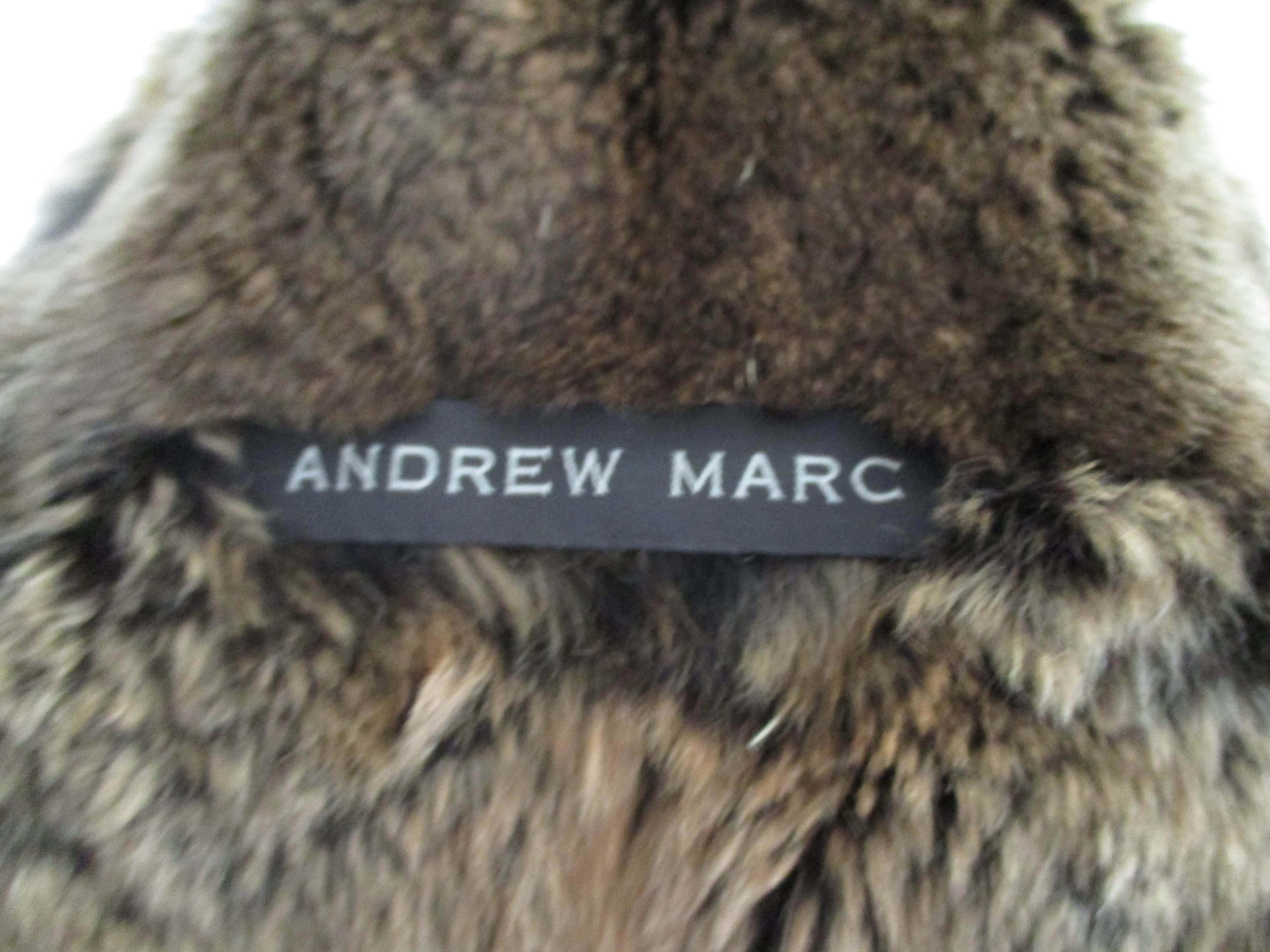 ANDREW MARC Genuine RABBIT Fur Full Zip VEST Coat Jacket L BROWN