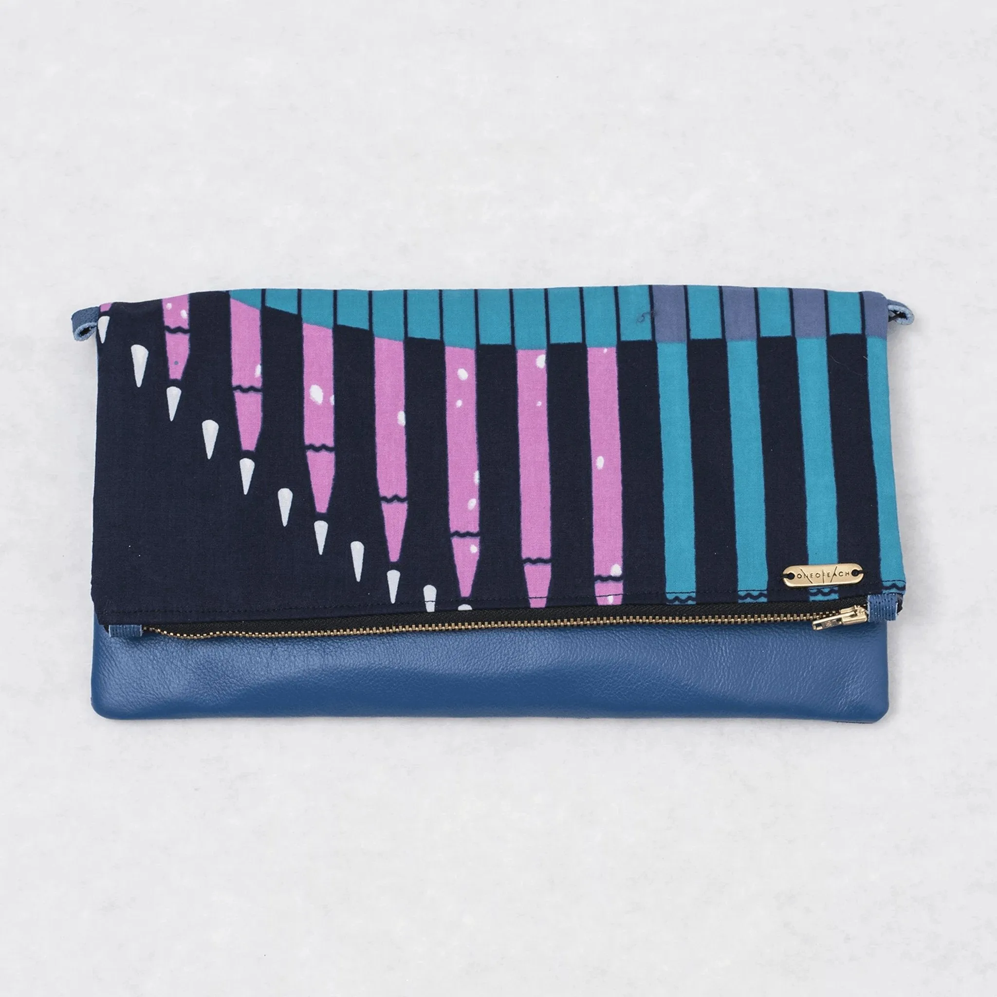 Ankara Clutch - Blue Pink Aqua