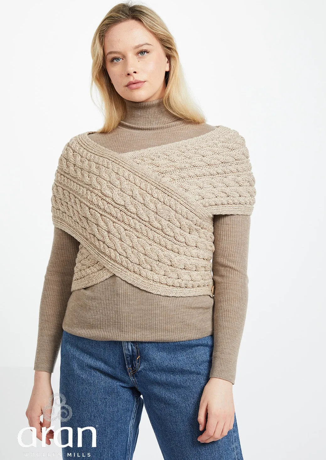 Aran Crossover Wrap | Oatmeal