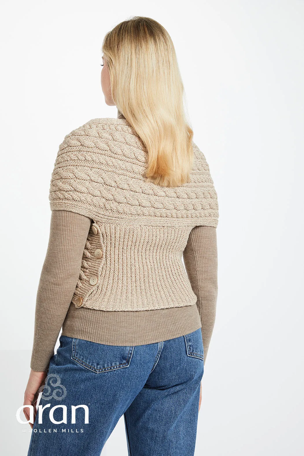 Aran Crossover Wrap | Oatmeal