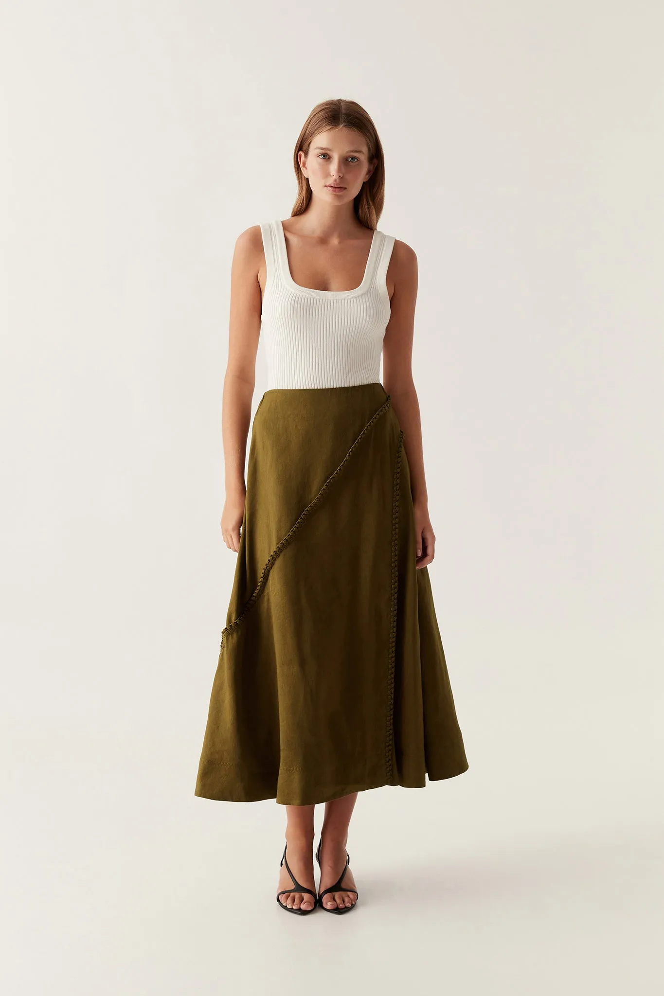 Arbour Whipstitch Midi Skirt