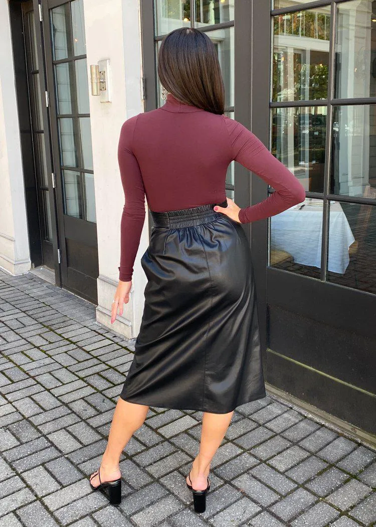 ASTR the Label Lorette Tie Waist Faux Leather Midi Skirt ***FINAL SALE***