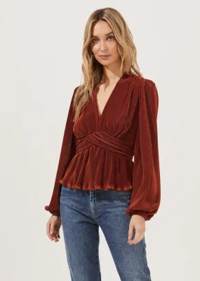 ASTR the Label Sharon Pleated Peplum Top