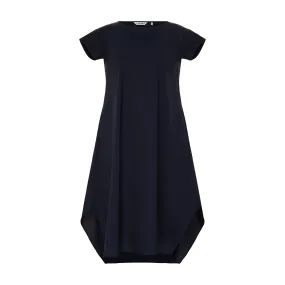 Asymmetrical Boat Neck Dress - Deep Navy