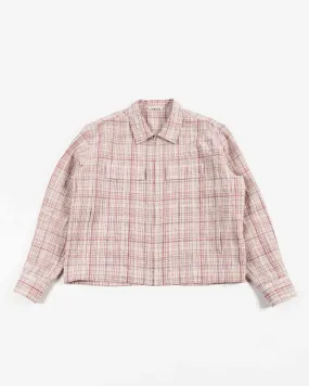 Auralee Linen Silk Check Zip Blouson White Purple Check