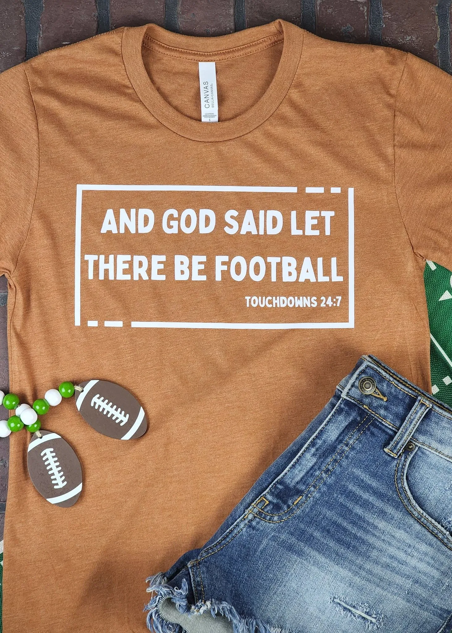 Autumn Let There Be Football Short Sleeve Graphic Tee