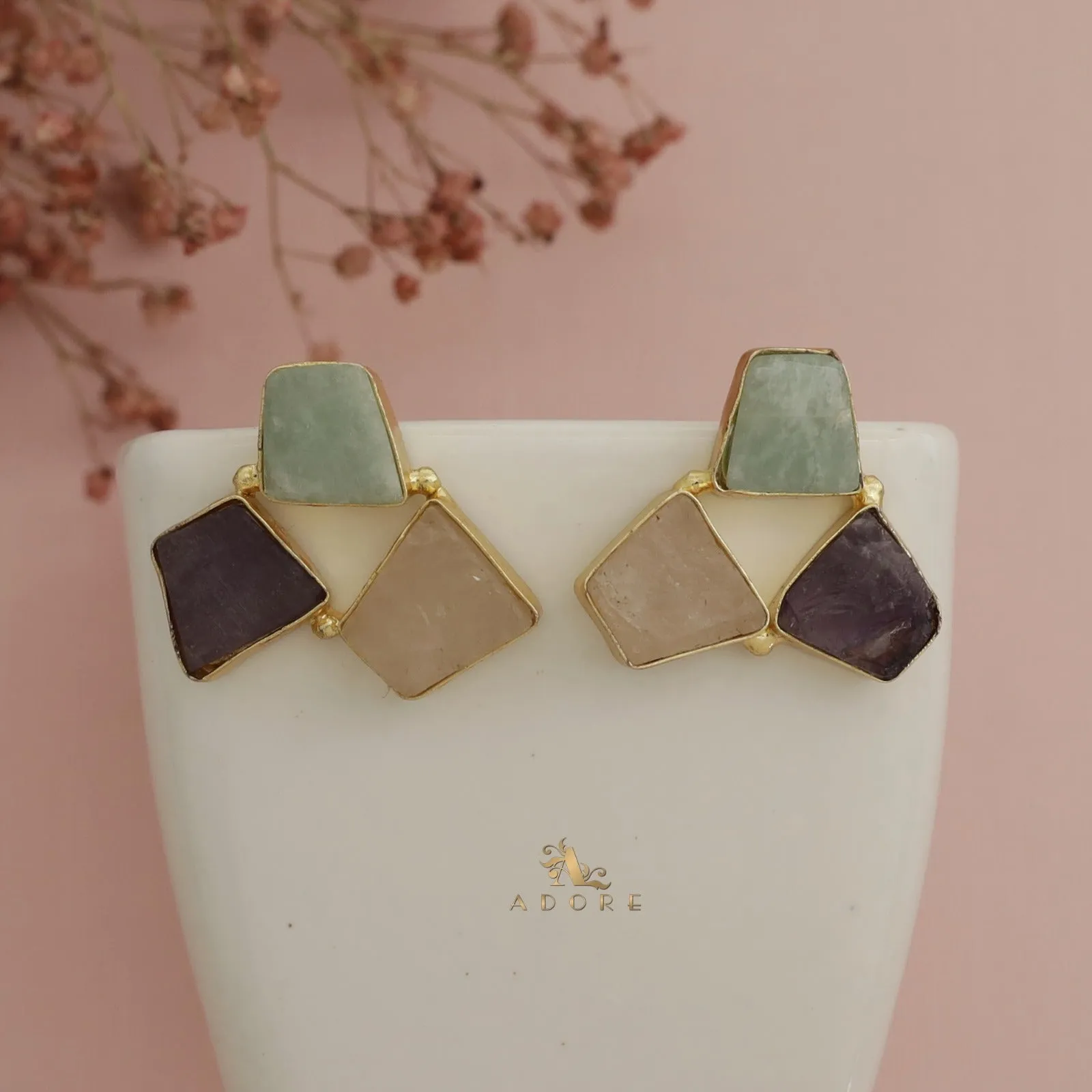 Ayra 3 Raw Stone Earring