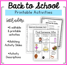 Back to School Printable Activities | Printable Classroom Resource | Mrs. Munch's Munchkins