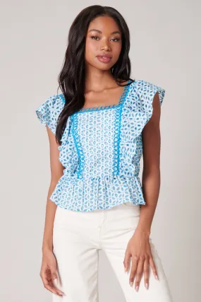 Backroad Eyelet Peplum Top