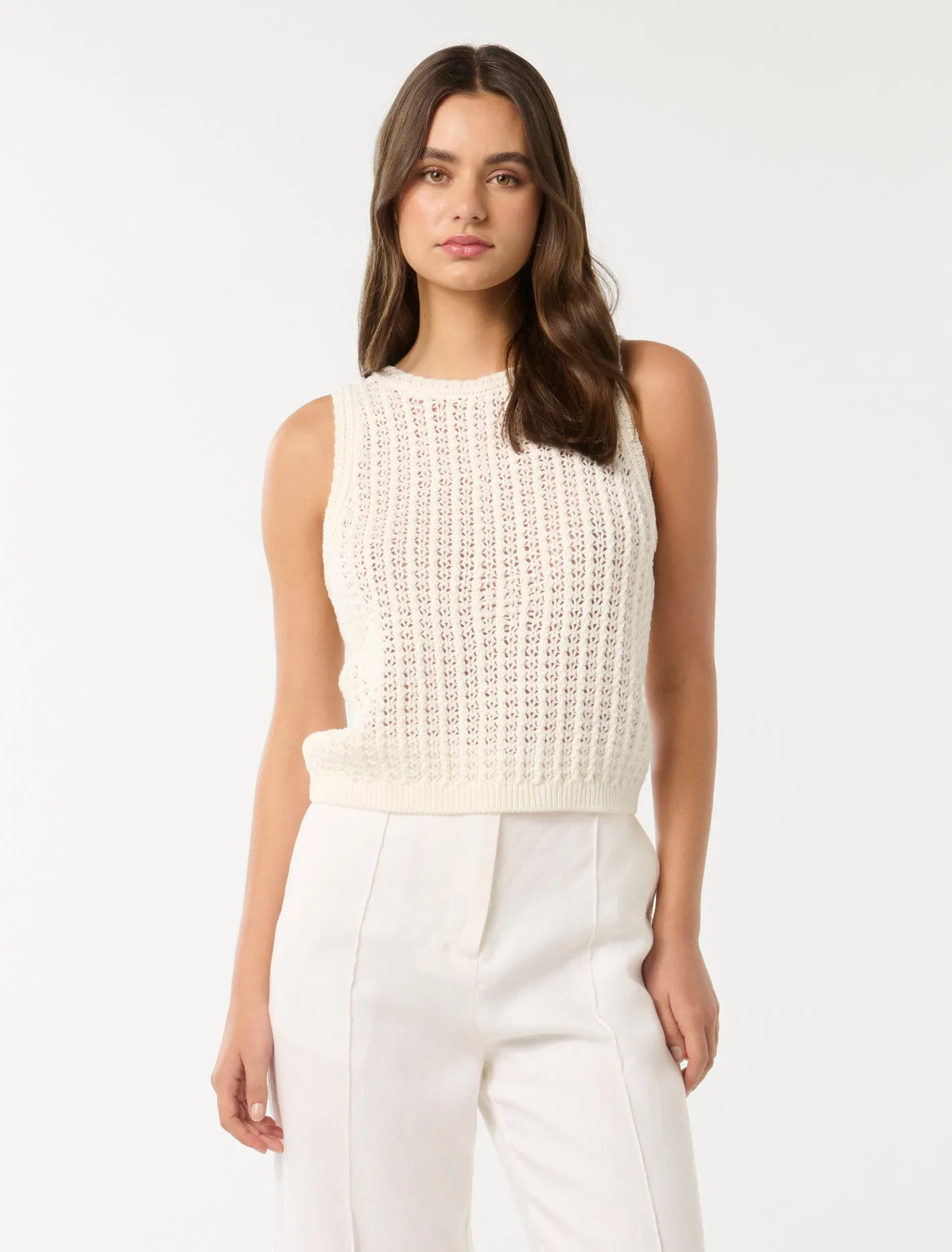 Bailee Crochet Look Racer Top