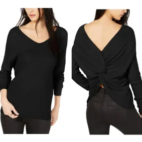 Bar III Two Ways to Wear Twist Sweater in Black XS