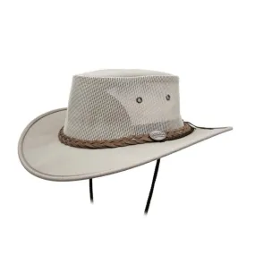 Barmah 1057KH Canvas Drover Airflow Hat - Khaki